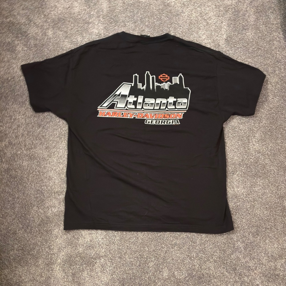 Harley Davidson Atlanta Georgia T Shirt Mens XL Black Pocket Tee Skyline Graphic